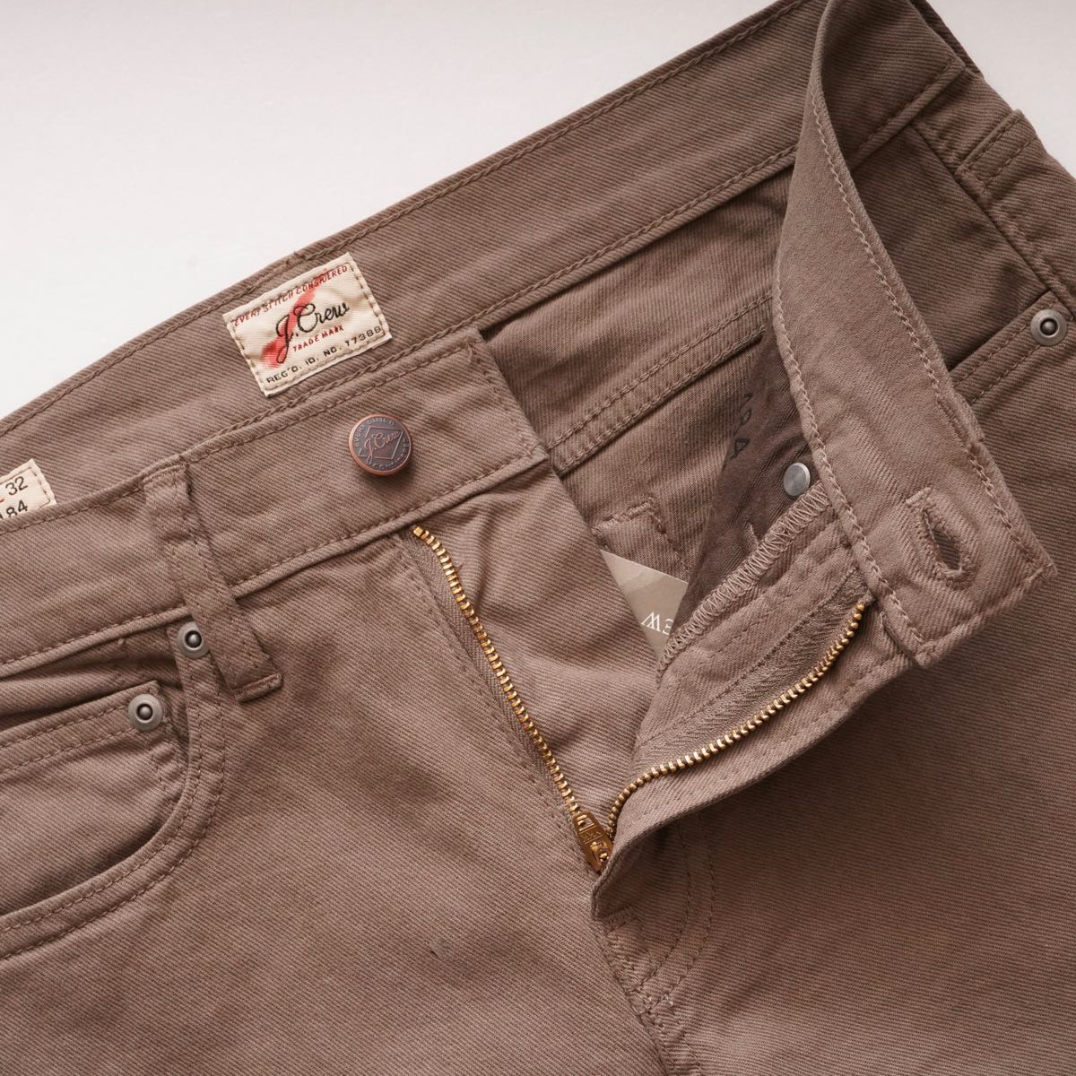 ジェークルー ブラウン ガーメントダイ スリムフィット 5ポケット  J.CREW VINTAGE DILL GARMENT-DYED 5 POCKETS PANTS MENS