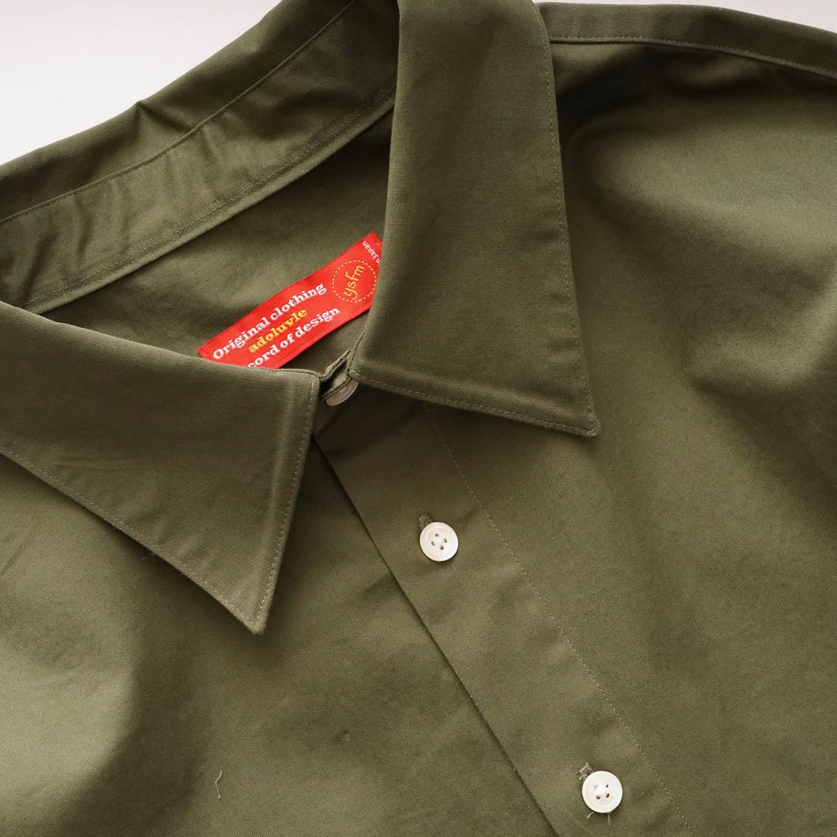 アドラーブル ストレッチ コーマツイル ミリタリーグリーン シャツワンピース ロング ADOLUVLE ORIGINAL COMBED TWILL FABRIC MILITARY GREEN SHIRT-DRESS LONG DRESS