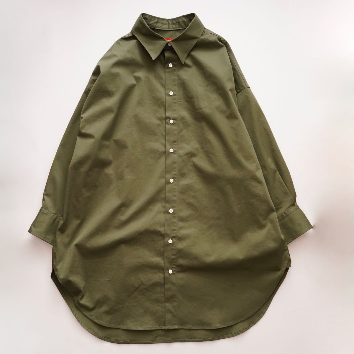 アドラーブル ストレッチ コーマツイル ミリタリーグリーン シャツワンピース ショート ADOLUVLE ORIGINAL COMBED TWILL FABRIC MILITARY GREEN SHIRT-DRESS SHORT SLEEVE DRESS