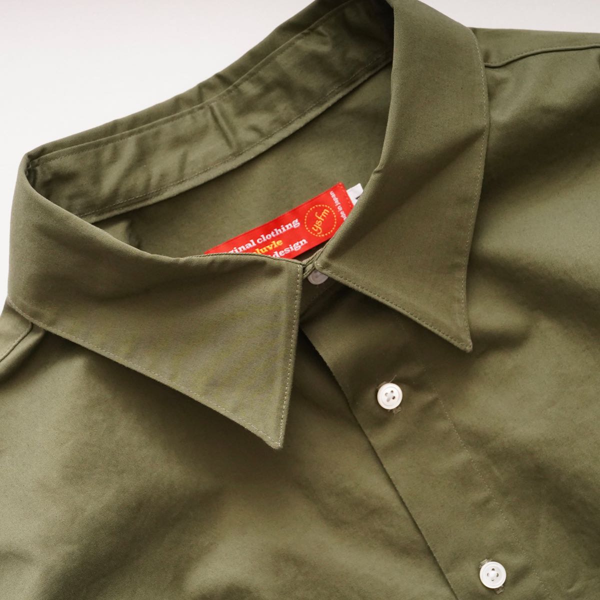 アドラーブル ストレッチ コーマツイル ミリタリーグリーン シャツワンピース ショート ADOLUVLE ORIGINAL COMBED TWILL FABRIC MILITARY GREEN SHIRT-DRESS SHORT SLEEVE DRESS