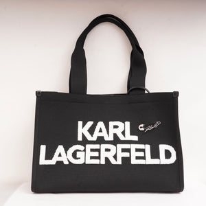 KARL LAGERFELD PARIS カールラガーフェルド ブラック ポーチ付き ロゴトートバッグ BLACK LOGO TOTE BAG WITH POUCH