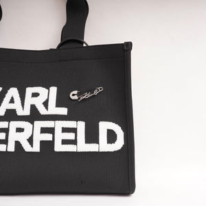 KARL LAGERFELD PARIS カールラガーフェルド ブラック ポーチ付き ロゴトートバッグ BLACK LOGO TOTE BAG WITH POUCH