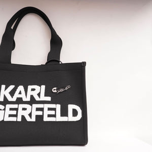 KARL LAGERFELD PARIS カールラガーフェルド ブラック ポーチ付き ロゴトートバッグ BLACK LOGO TOTE BAG WITH POUCH