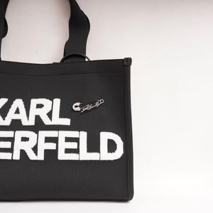 KARL LAGERFELD PARIS カールラガーフェルド ブラック ポーチ付き ロゴトートバッグ BLACK LOGO TOTE BAG WITH POUCH
