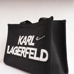 画像をギャラリービューアに読み込む, KARL LAGERFELD PARIS カールラガーフェルド ブラック ポーチ付き ロゴトートバッグ BLACK LOGO TOTE BAG WITH POUCH
