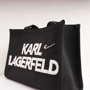 KARL LAGERFELD PARIS カールラガーフェルド ブラック ポーチ付き ロゴトートバッグ BLACK LOGO TOTE BAG WITH POUCH