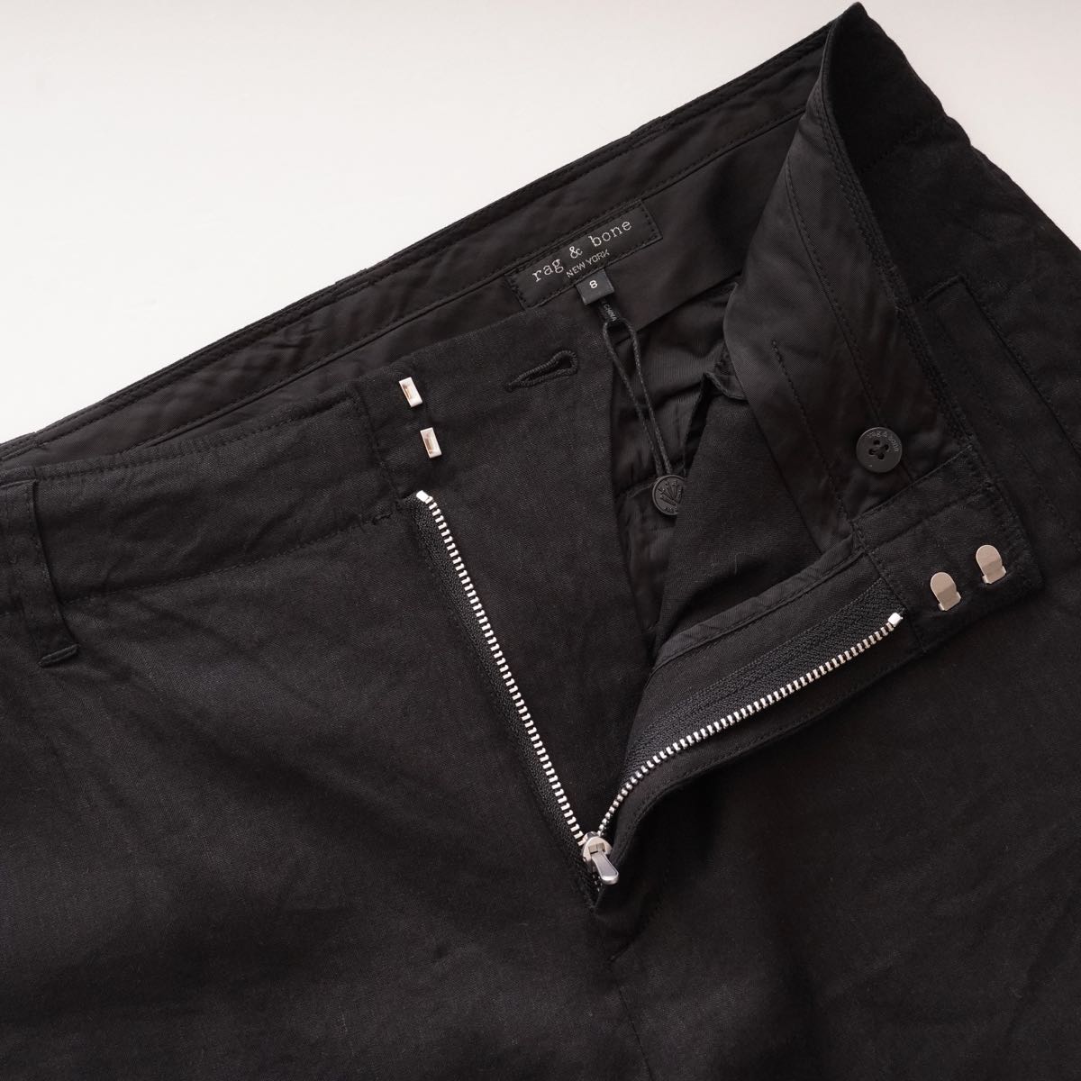 RAG&BONE NEWYORK ラグアンドボーン ニューヨーク ブラック リネン ワイドレグ パンツ BLACK LINEN HIGH-RISE WIDE LEG WOMEN