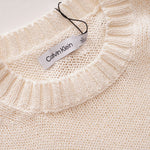 画像をギャラリービューアに読み込む, CK カルバンクライン ホワイト ヘンプ混 半袖サマーセーター CALVIN KLEIN WHITE S/S HEMP-MIX SUMMER SWEATER  WOMENS
