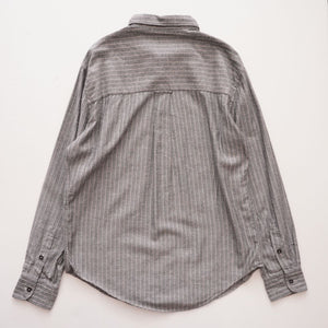 BEVILACQUA ベヴィラクア イタリア製 グレー ヘリンボーン シルク混 ストライプシャツ GRAY HERRINGBONE SILK-MIX STRIPED SHIRT WOMEN