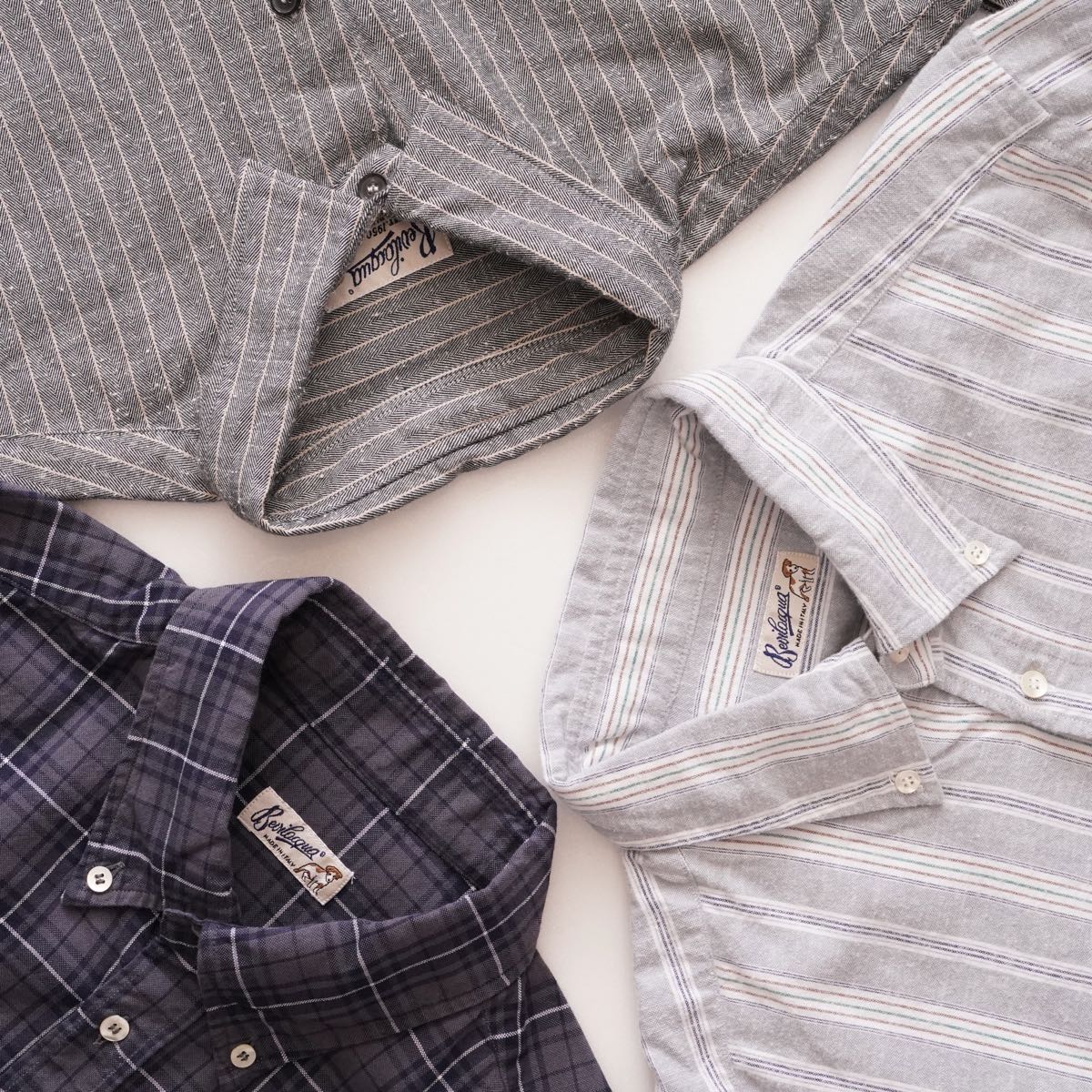 BEVILACQUA ベヴィラクア イタリア製 コットン ネイビー ウインドーペンチェックシャツ NAVY COTTON CHECK SHIRT WOMEN