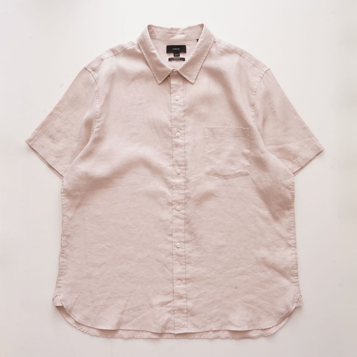 ヴィンス パミスロック リネン クラシックフィット シャツ VINCE PUMICE ROCK PINK LINEN CLASSIC FIT SHORT SLEEVE SHIRT MENS
