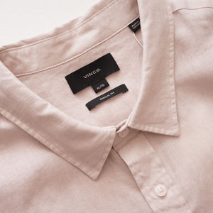 ヴィンス パミスロック リネン クラシックフィット シャツ VINCE PUMICE ROCK PINK LINEN CLASSIC FIT SHORT SLEEVE SHIRT MENS