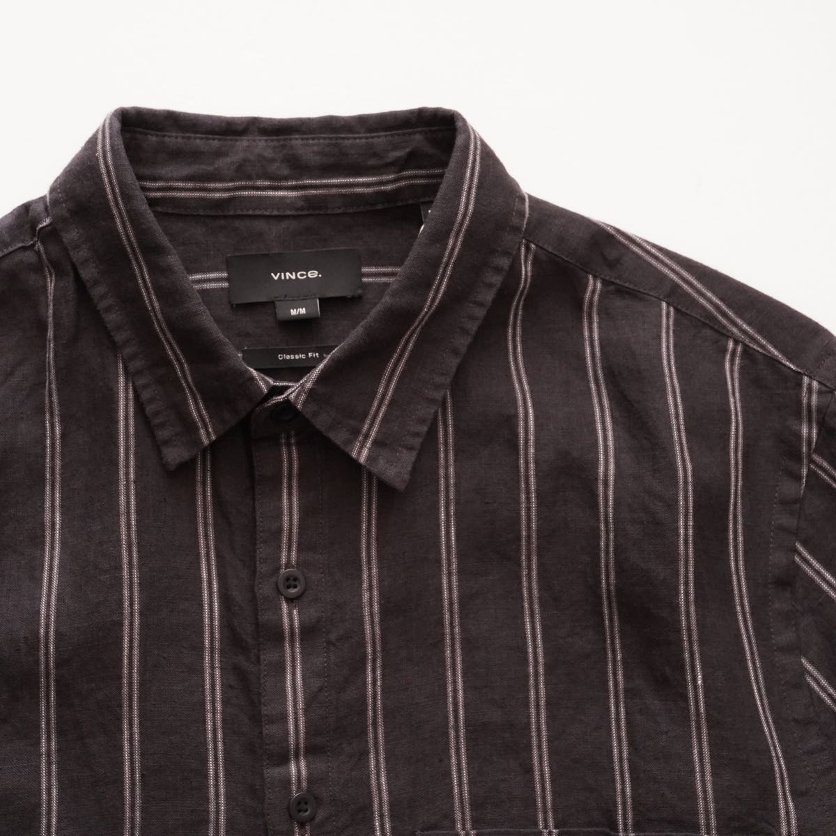 ヴィンス ブラック ヘンプ クラシックフィット 半袖シャツ VINCE BLACK HEMP CLASSIC FIT SHORT SLEEVE SHIRT MENS