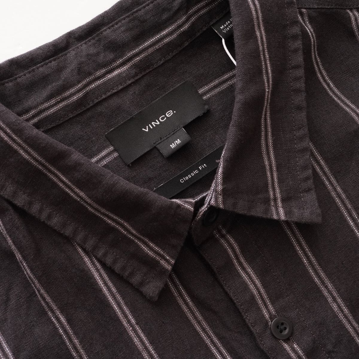 ヴィンス ブラック ヘンプ クラシックフィット 半袖シャツ VINCE BLACK HEMP CLASSIC FIT SHORT SLEEVE SHIRT MENS