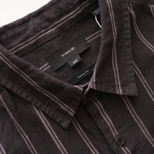 ヴィンス ブラック ヘンプ クラシックフィット 半袖シャツ VINCE BLACK HEMP CLASSIC FIT SHORT SLEEVE SHIRT MENS