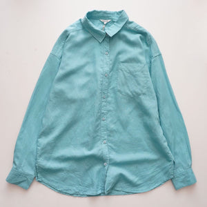 スプレンディッド ティファニーブルー リネン長袖シャツ ブラウス SPLENDID TIFFANY-BLUE LINEN SHIRT BLOUSE WOMENS
