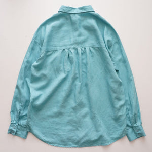 スプレンディッド ティファニーブルー リネン長袖シャツ ブラウス SPLENDID TIFFANY-BLUE LINEN SHIRT BLOUSE WOMENS