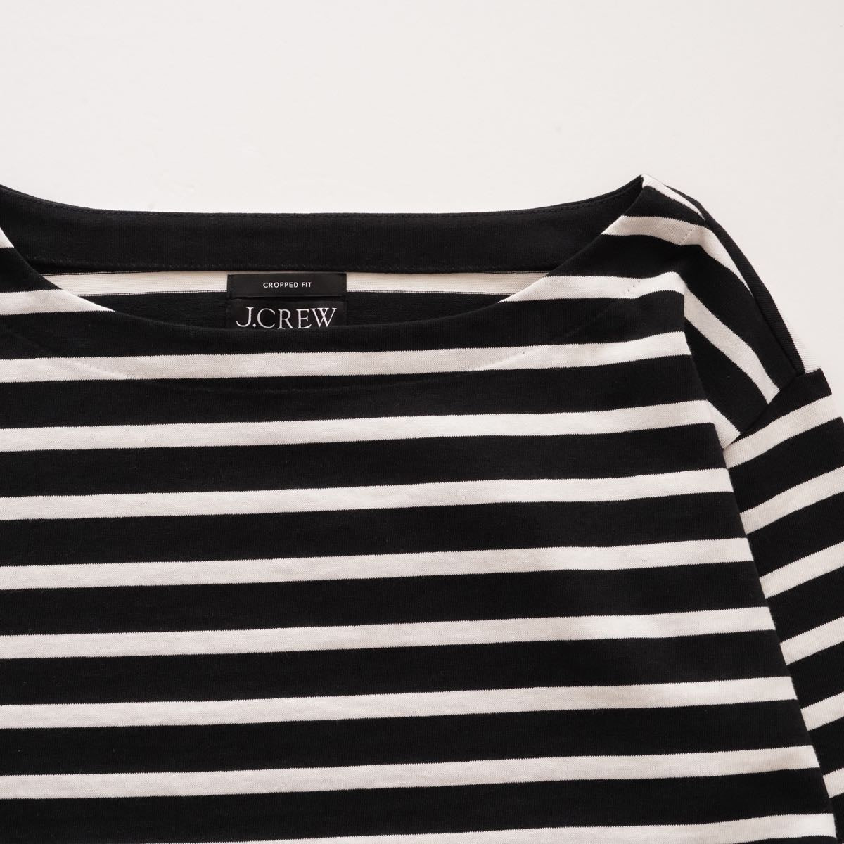 ジェイクルー ブラック×ホワイト ボーダー ボートネック クロップドフィット カットソー J.CREW BLACK×WHITE BORDER CROPED-FIT BOAT-NECK WOMEN