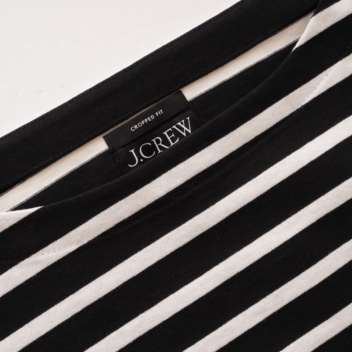 ジェイクルー ブラック×ホワイト ボーダー ボートネック クロップドフィット カットソー J.CREW BLACK×WHITE BORDER CROPED-FIT BOAT-NECK WOMEN