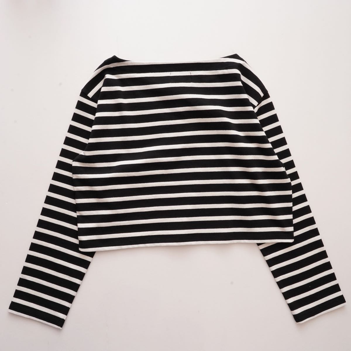 ジェイクルー ブラック×ホワイト ボーダー ボートネック クロップドフィット カットソー J.CREW BLACK×WHITE BORDER CROPED-FIT BOAT-NECK WOMEN