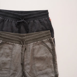 スプレンディッド リネン混 グリーン サイドライン ジョガーパンツ SPLENDID LINEN GREEN SIDE-LINE JOGGER PANTS WOMENS