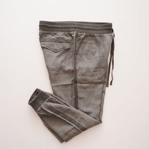 スプレンディッド リネン混 グリーン サイドライン ジョガーパンツ SPLENDID LINEN GREEN SIDE-LINE JOGGER PANTS WOMENS
