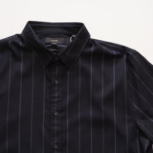 ヴィンス ネイビー ストライプ クラシックフィット シャツ VINCE NAVY STRIPED CLASSIC FIT SHORT SLEEVE SHIRT MENS