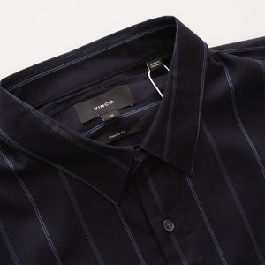 ヴィンス ネイビー ストライプ クラシックフィット シャツ VINCE NAVY STRIPED CLASSIC FIT SHORT SLEEVE SHIRT MENS