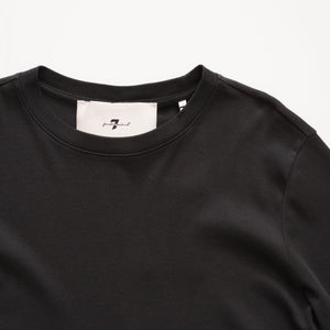 セブンフォーオールマンカインド 炭黒 ペルーコットン 半袖リブカットソー 7 FOR ALL MANKIND BLACK COTTON SHORT SLEEVE TOP MADE IN PERU WOMENS
