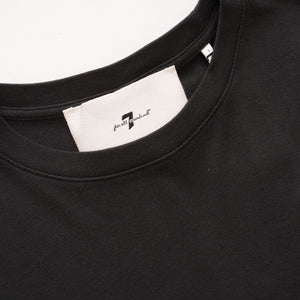 セブンフォーオールマンカインド 炭黒 ペルーコットン 半袖リブカットソー 7 FOR ALL MANKIND BLACK COTTON SHORT SLEEVE TOP MADE IN PERU WOMENS