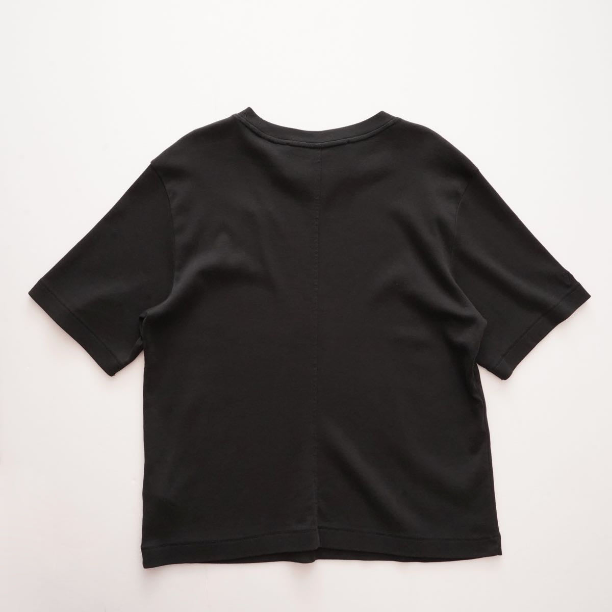 セブンフォーオールマンカインド 炭黒 ペルーコットン 半袖リブカットソー 7 FOR ALL MANKIND BLACK COTTON SHORT SLEEVE TOP MADE IN PERU WOMENS