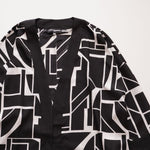 画像をギャラリービューアに読み込む, KARL LAGERFELD PARIS カールラガーフェルド ブラック×ホワイト グラフィックオープンフロントトップ  BLACK×WHITE GRAPHIC PRINT OPEN FRONT TOP WOMEN

