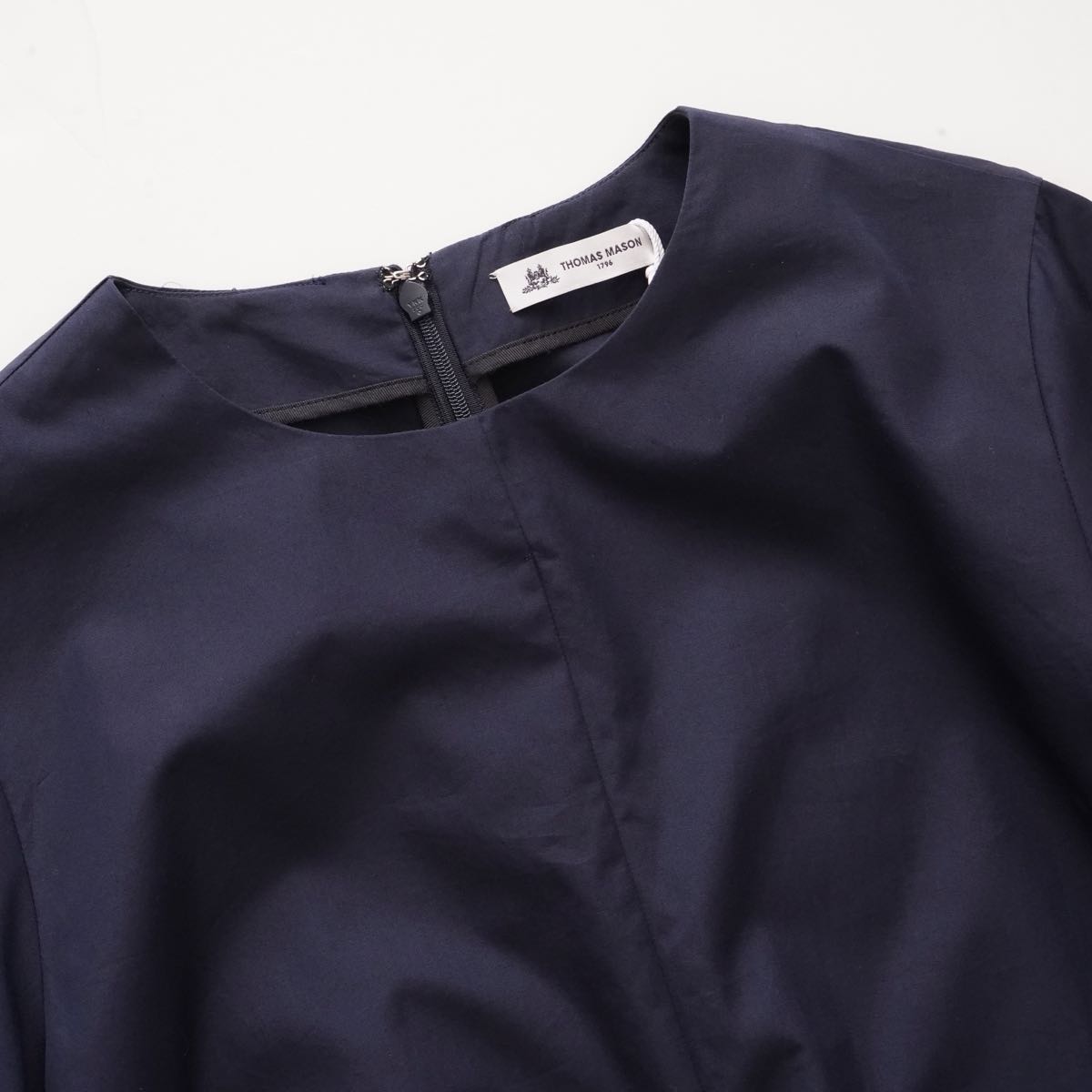 THOMAS MASON トーマスメイソン R/R  リタ ネイビー パフスリーブドレス NAVY PUF SLEEVE DRESS WOMEN