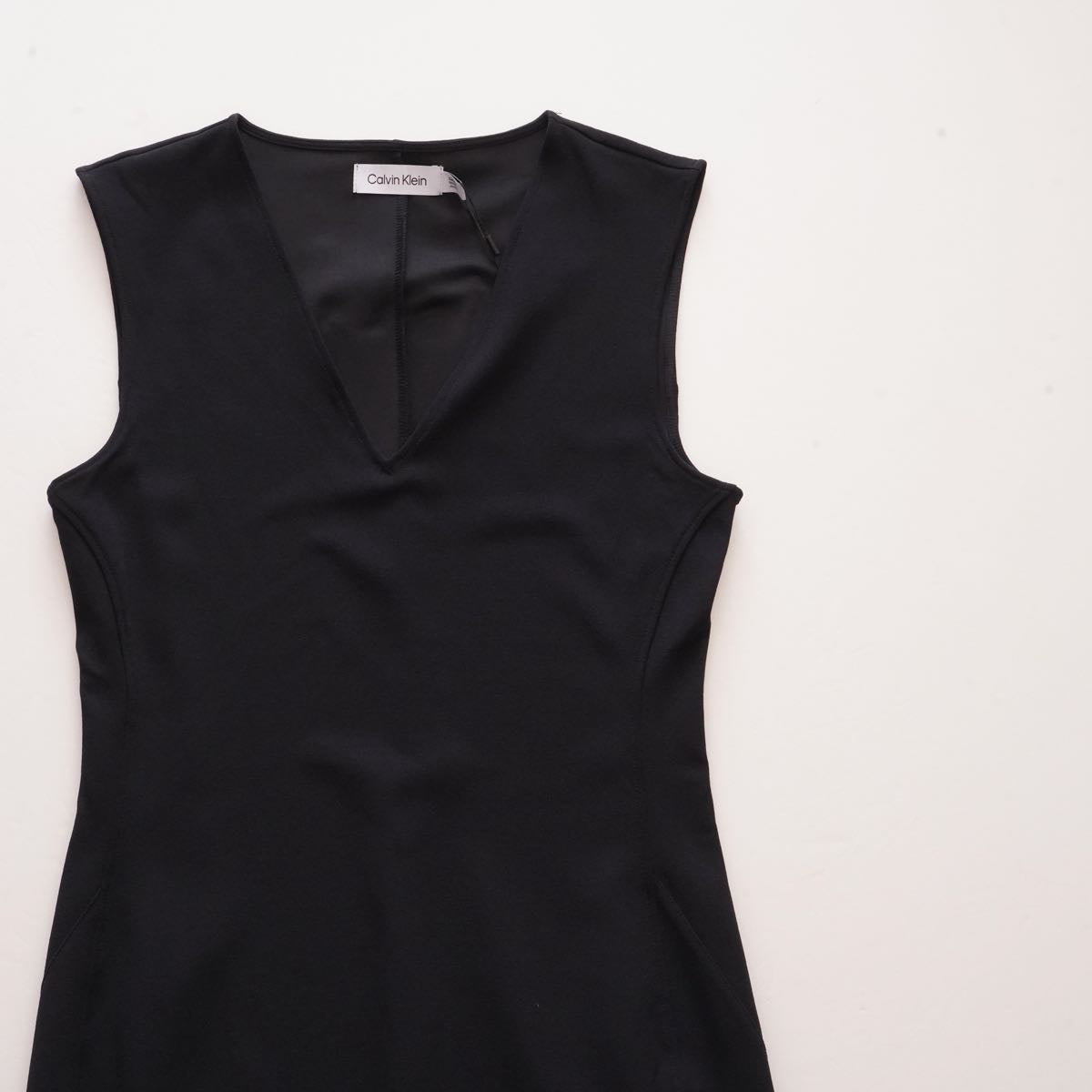 CK カルバンクライン ブラック Vネック ワンピース CALVIN KLEIN BLACK V-NECK DRESS WOMENS
