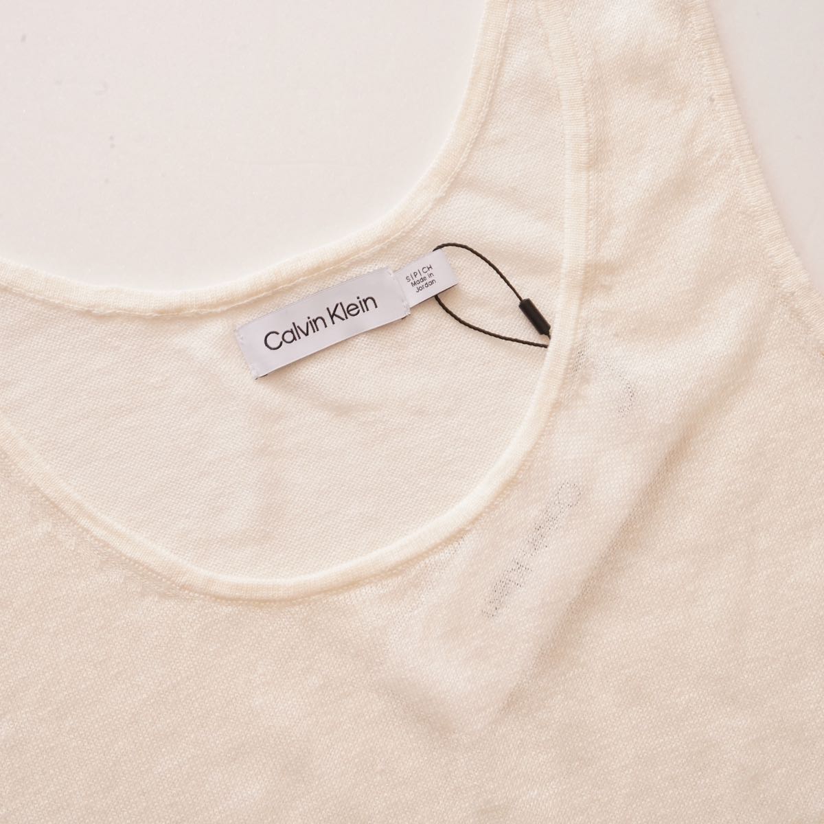 CK カルバンクライン オフホワイト リネン ニットタンクトップ ノースリーブトップ CALVIN KLEIN OFF-WHITE TANK TOP SLEEVELESS TOP WOMENS