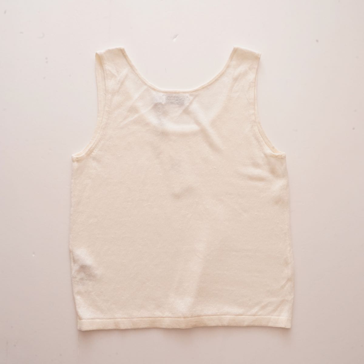 CK カルバンクライン オフホワイト リネン ニットタンクトップ ノースリーブトップ CALVIN KLEIN OFF-WHITE TANK TOP SLEEVELESS TOP WOMENS
