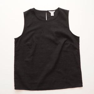 CK カルバンクライン ブラック リネン×コットン ノースリーブトップ ブラウス  CALVIN KLEIN LINEN COTTON SLEEVELESS TOP WOMENS