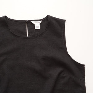 CK カルバンクライン ブラック リネン×コットン ノースリーブトップ ブラウス  CALVIN KLEIN LINEN COTTON SLEEVELESS TOP WOMENS