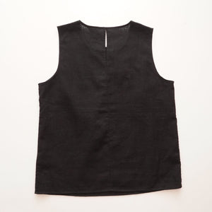 CK カルバンクライン ブラック リネン×コットン ノースリーブトップ ブラウス  CALVIN KLEIN LINEN COTTON SLEEVELESS TOP WOMENS