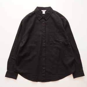 CK カルバンクライン ブラック リネン×コットン オーバーサイズ ポケットシャツ  CALVIN KLEIN LINEN COTTON OVER-SIZE POCKET SHIRT WOMENS