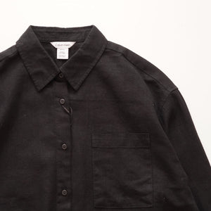 CK カルバンクライン ブラック リネン×コットン オーバーサイズ ポケットシャツ  CALVIN KLEIN LINEN COTTON OVER-SIZE POCKET SHIRT WOMENS