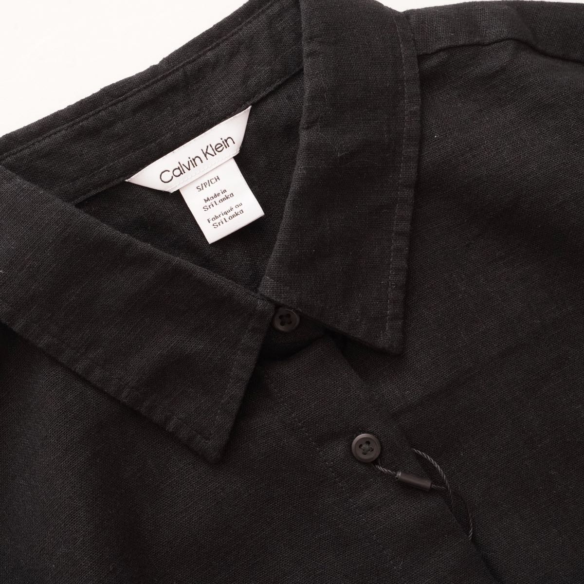 CK カルバンクライン ブラック リネン×コットン オーバーサイズ ポケットシャツ  CALVIN KLEIN LINEN COTTON OVER-SIZE POCKET SHIRT WOMENS