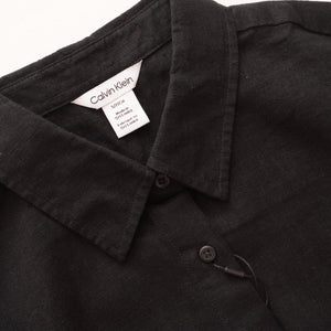 CK カルバンクライン ブラック リネン×コットン オーバーサイズ ポケットシャツ  CALVIN KLEIN LINEN COTTON OVER-SIZE POCKET SHIRT WOMENS