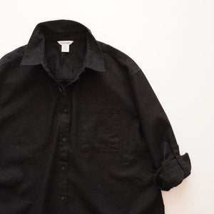 CK カルバンクライン ブラック リネン×コットン オーバーサイズ ポケットシャツ  CALVIN KLEIN LINEN COTTON OVER-SIZE POCKET SHIRT WOMENS