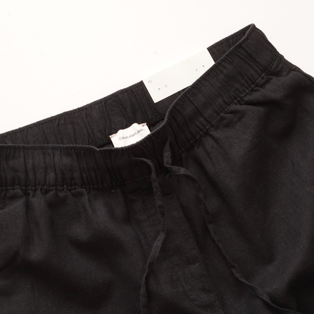 CK カルバンクライン ブラック リネン×コットン イージーパンツ CALVIN KLEIN LINEN COTTON EASY PANTS WOMENS