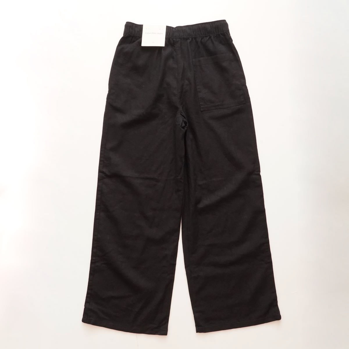 CK カルバンクライン ブラック リネン×コットン イージーパンツ CALVIN KLEIN LINEN COTTON EASY PANTS WOMENS