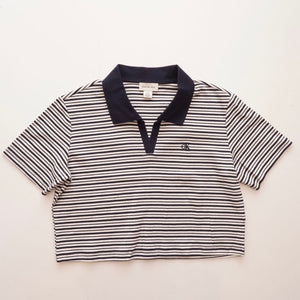 CK カルバンクライン ジーンズ ネイビー 半袖 ボーダー スキッパーポロ CALVIN KLEIN JEANS NAVY BORDER SHORT-SLEEVE POLO WOMENS