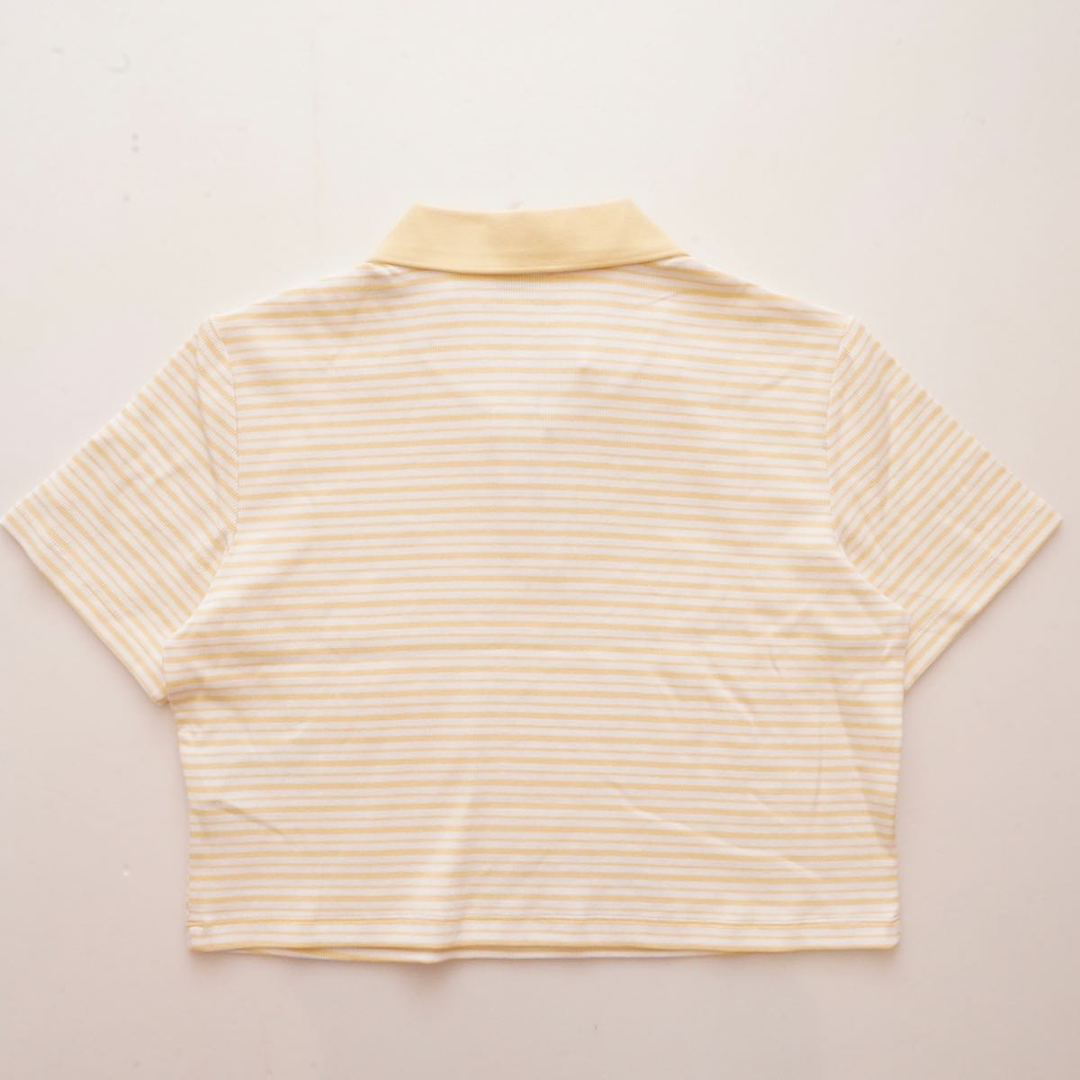 CK カルバンクライン ジーンズ クリームイエロー 半袖 ボーダー スキッパーポロ CALVIN KLEIN JEANS CREAM-YELLOW BORDER SHORT-SLEEVE POLO WOMENS