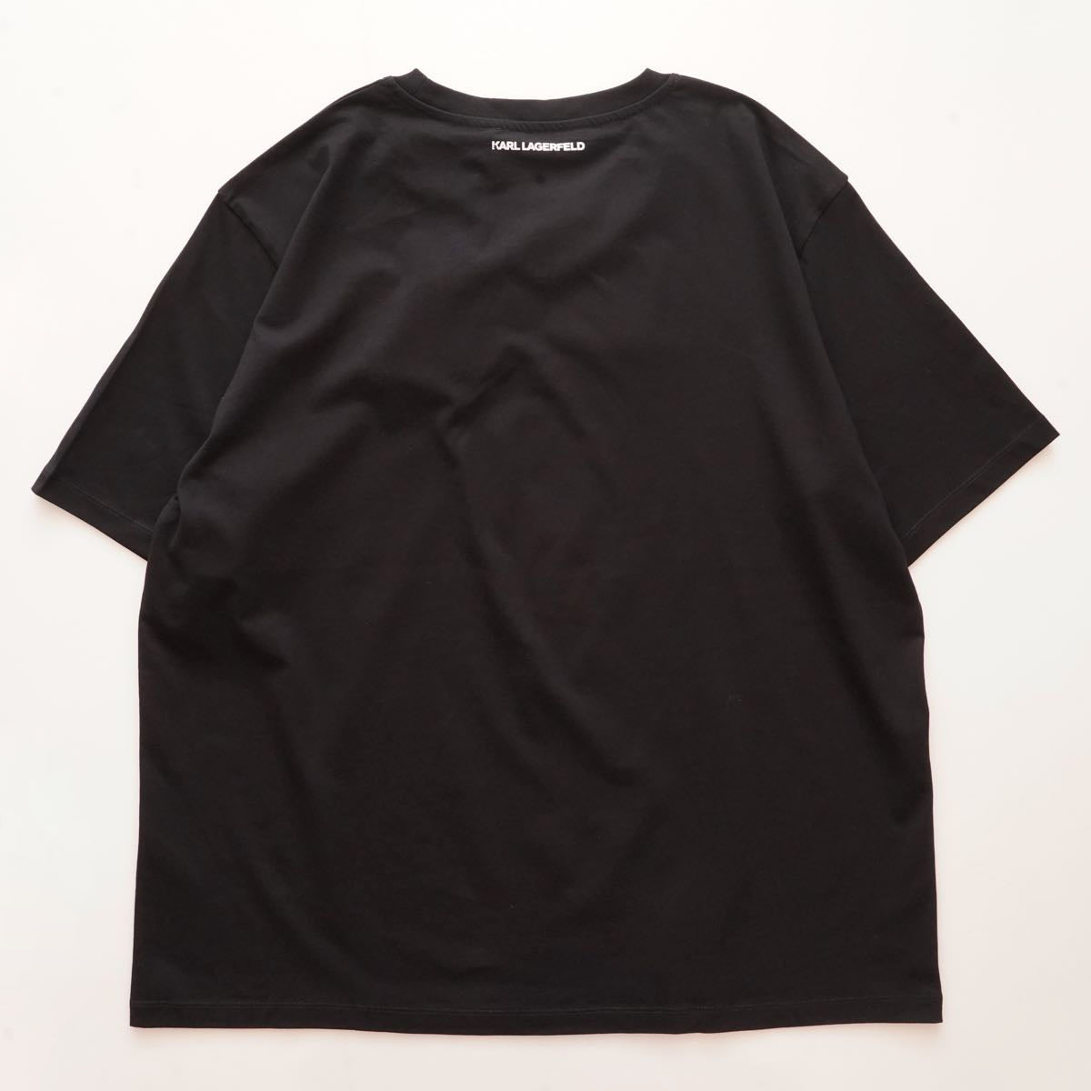 KARL LAGERFELD PARIS カールラガーフェルド パリ ブラック カーラ ラブスカール プリント Tシャツ BLACK CARA LOVES KARL PRINT TEE FOR ALL GENDERS