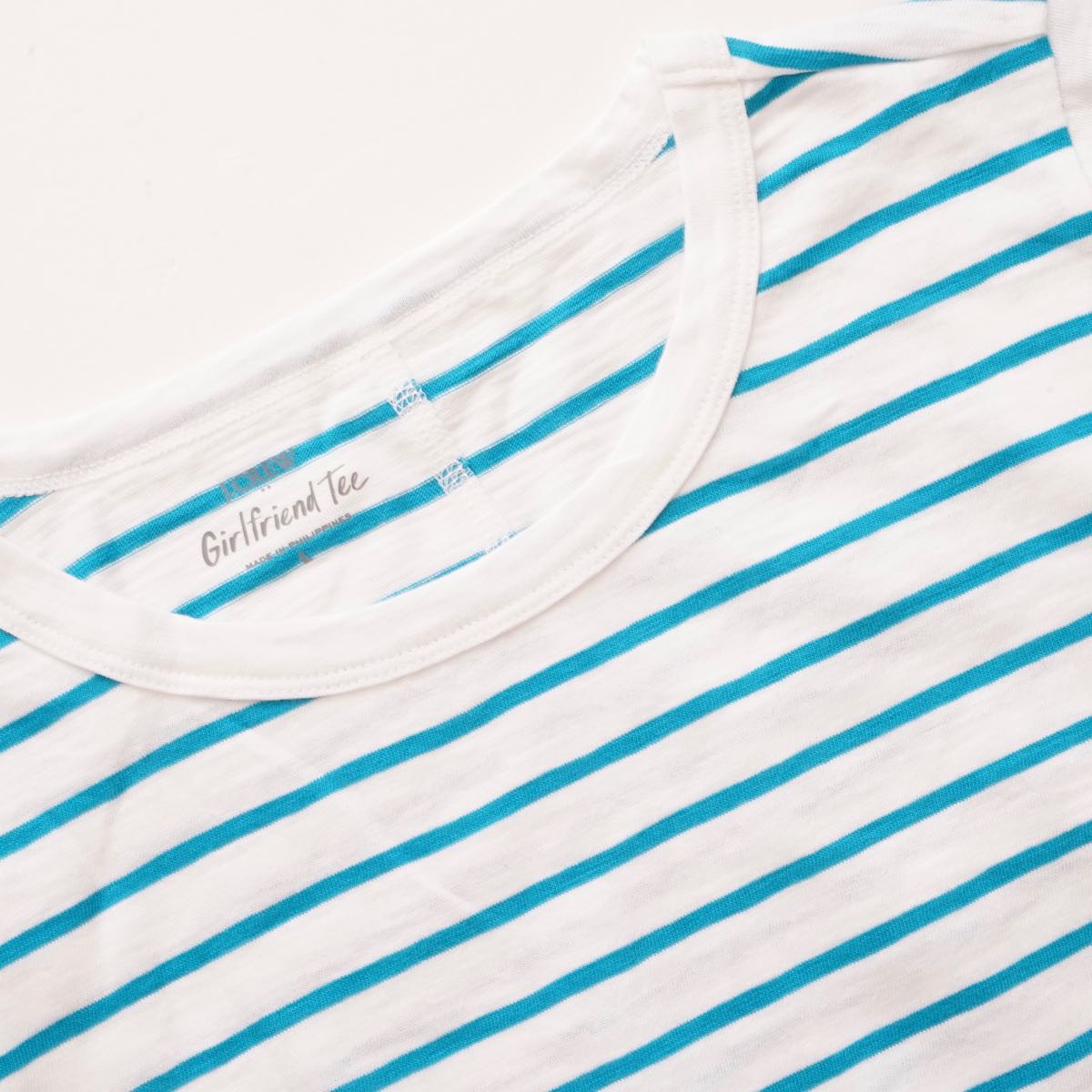 ジェイクルー ホワイト×ブルー ボーダー コットン Tシャツ J.CREW WHITE BLUE BORDER TEE COTTON T-SHIRTS WOMENS